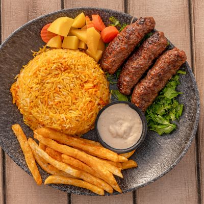 Lamb kofta meal with rice