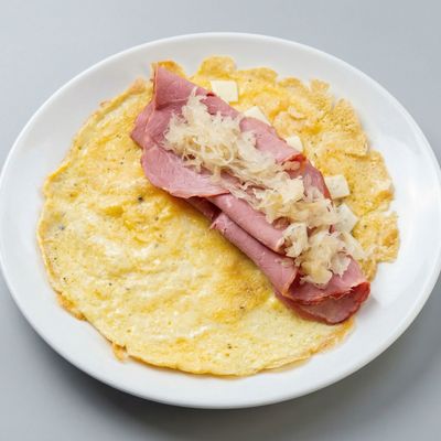 Luncheon and omelette egg and mozzarella