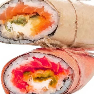 Healthy salmon burrito