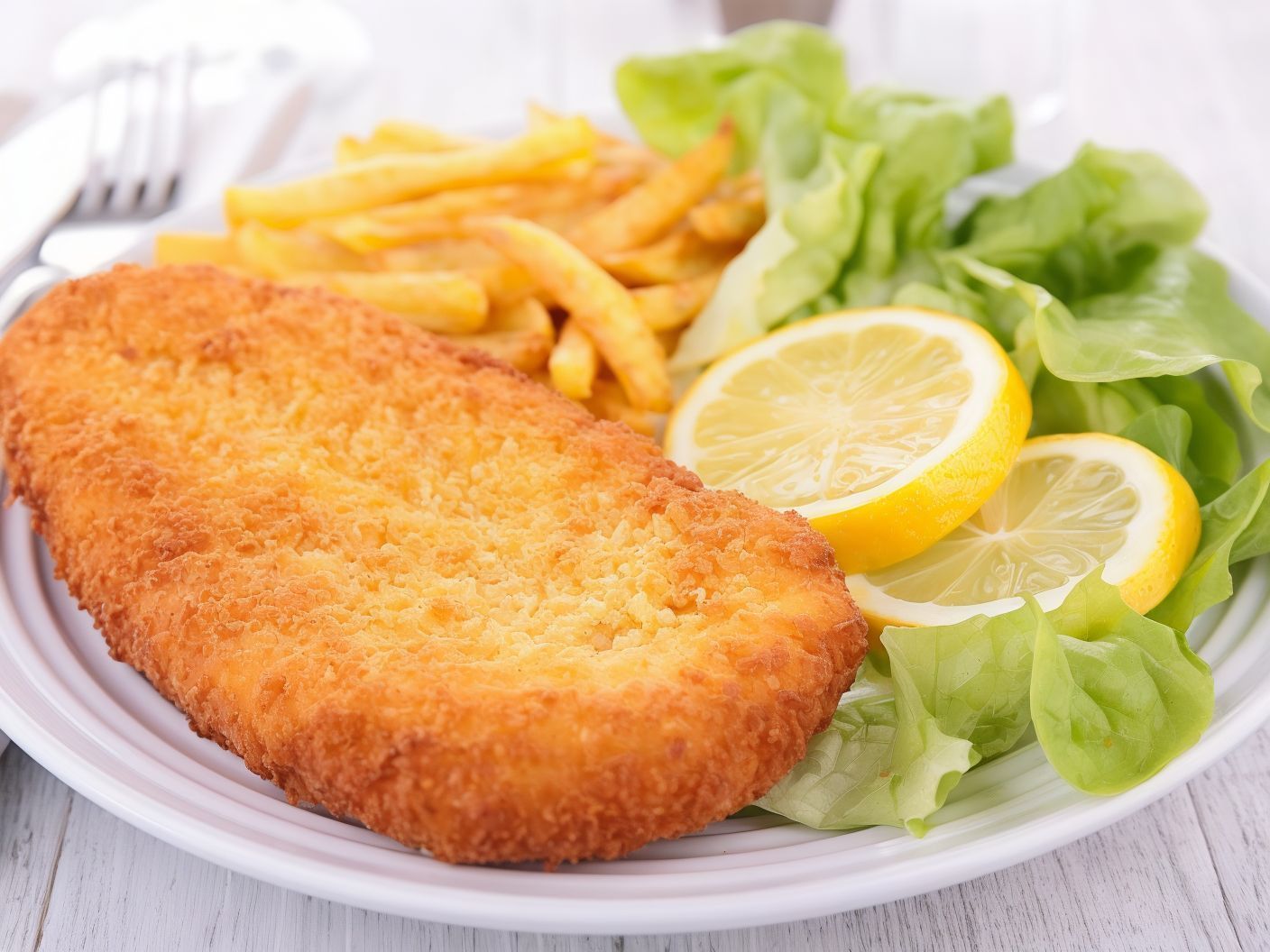 2 Piece Of Chicken Pane + Pasta + French Fries