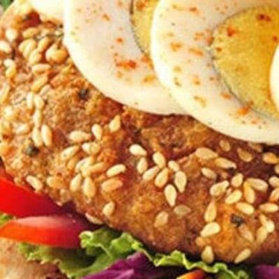Taamia with boiled egg sandwich