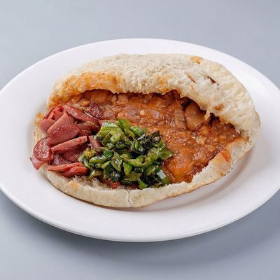Baladi Sausage Foul Sandwich