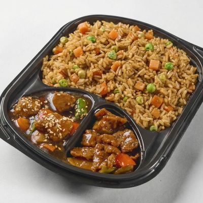 Rice With Teriyaki Chicken With BBQ Meat Meal