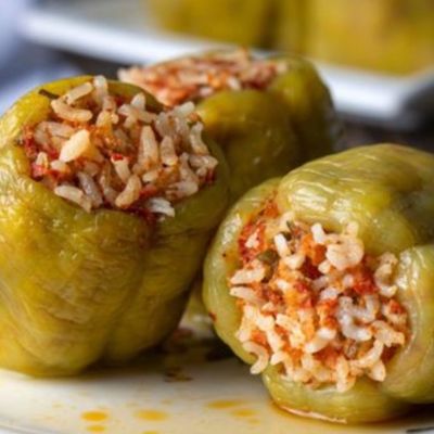 Stuffed green bell pepper