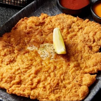 Schnitzel (Chicken Escalope) with a side dish