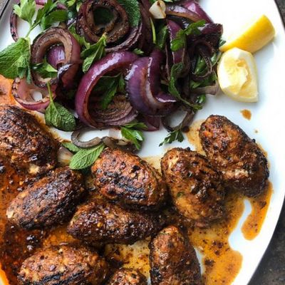 Quarter Chicken Thigh With Kofta, Rice And Sauce