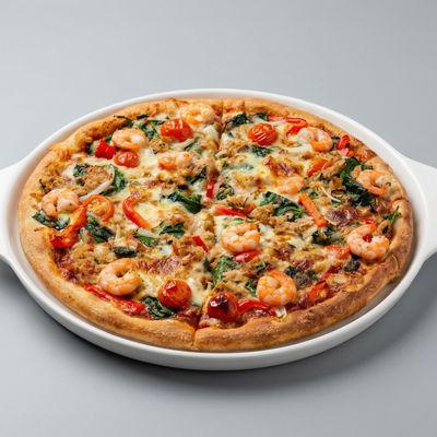 Shrimp and tuna pizza