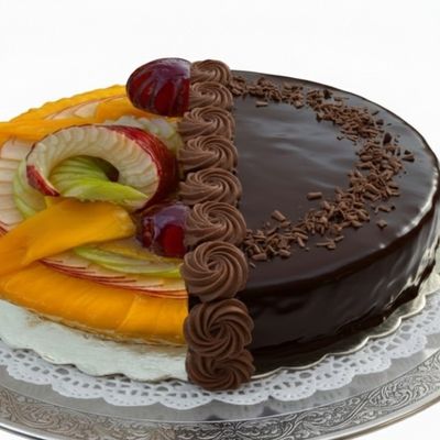 ½ Fruit and ½ Chocolate Cake - Size 18