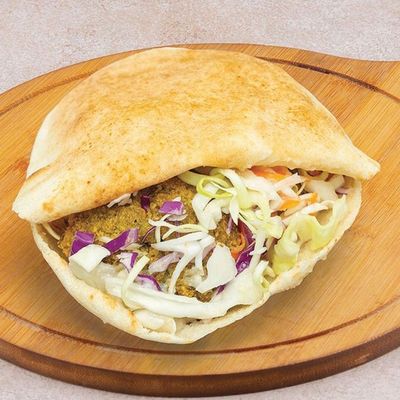 Falafel sandwich stuffed with Kiri and Roumi cheese