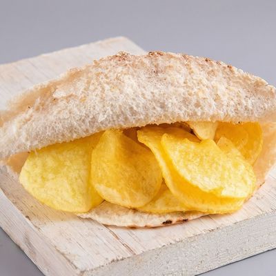 Potato chip sandwich with boiled egg