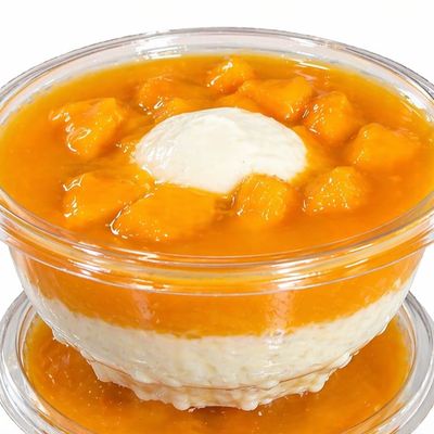 Rice pudding mix with basbousa and fruits