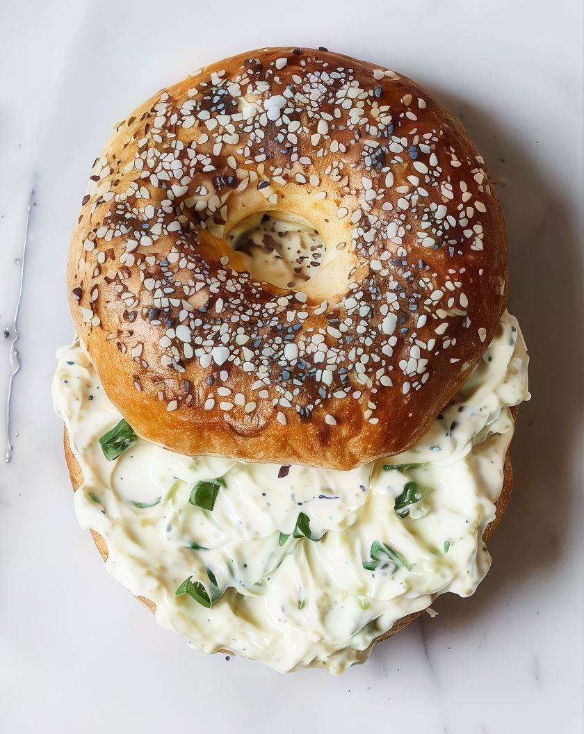 Brown Bagel with Cream Cheese