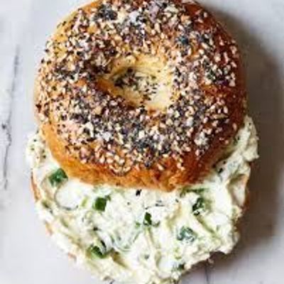 Brown Bagel with Cream Cheese