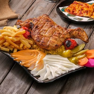 Quarter grilled chicken meal (breast) with bone