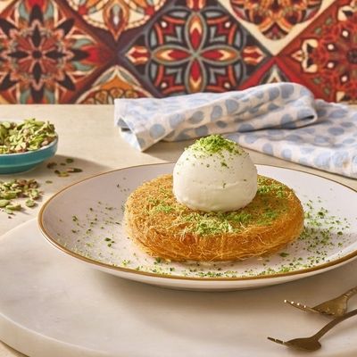 Kunafa with ice cream