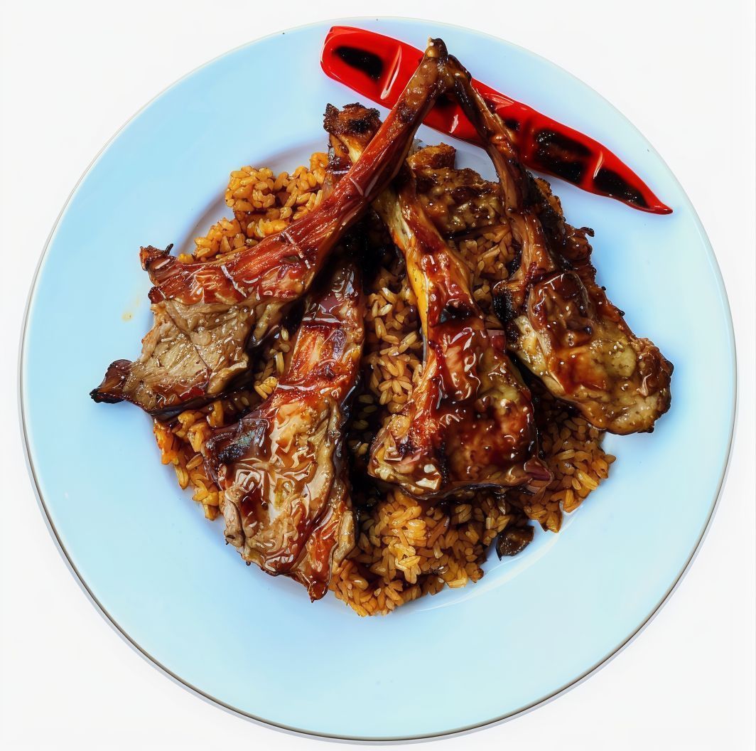 Grilled Rib Rack Served with Spicy Saucy Rice