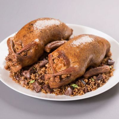 Stuffed Pigeon With Grits