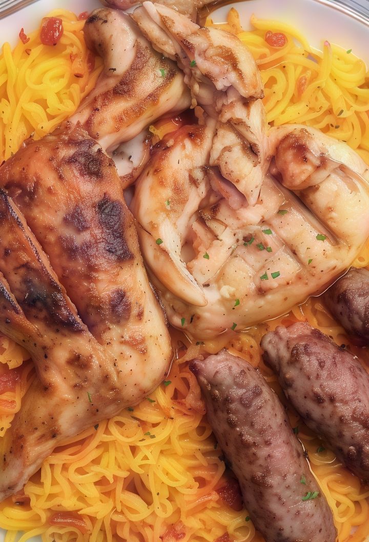 1/4 Chicken, 1/8 Sausage And 1/4 Mombar Meal