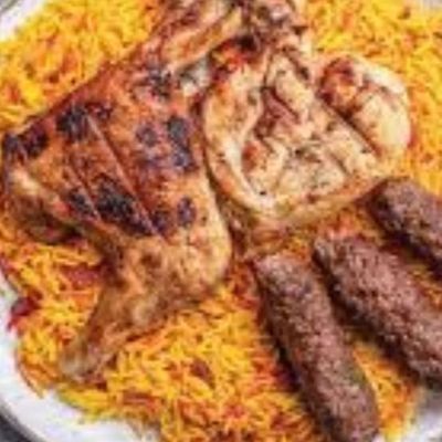 Half a chicken,1/8 lamb kofta and rice
