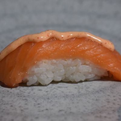 Spicy Salmon Nigiri Sushi