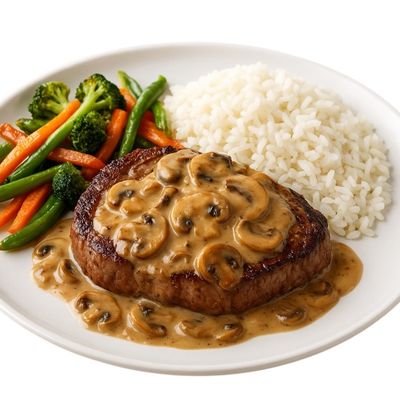 Steak tenderloin with mushroom sauce