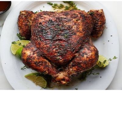 Chicken with bread and salad
