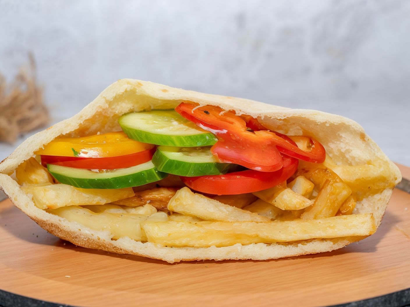 Fingers on Mix Pepper and Tomato Sandwich