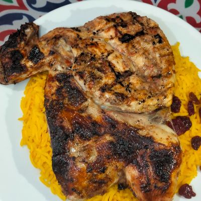 Half grilled chicken meal with rice