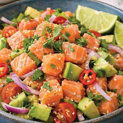 Salmon ceviche with salad