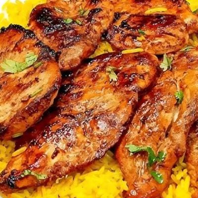 ربع كيلو دجاج بان مشوي مع أرز مندي