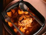 Potato tray casserole with a quarter chicken breast