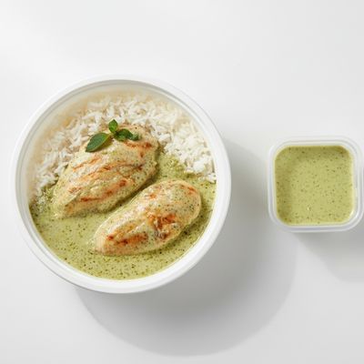 Chicken with Basil Sauce & Rice