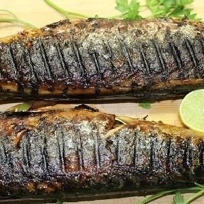 Grilled local mackerel with bran
