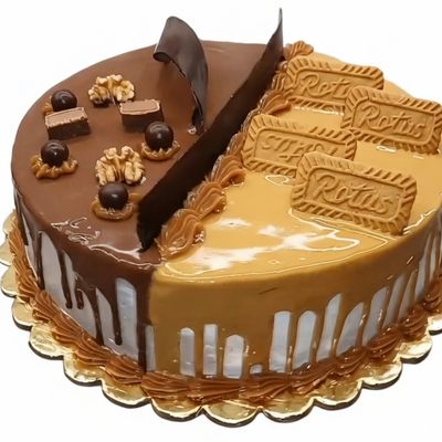 Half Nutella, Half Lotus Cake