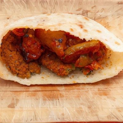 Falafel and Moussaka Sandwich