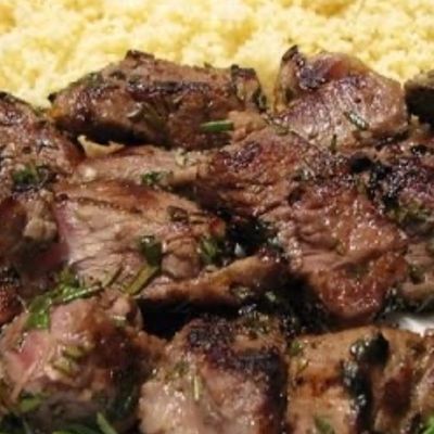 Grilled lamb meat shakf cubes