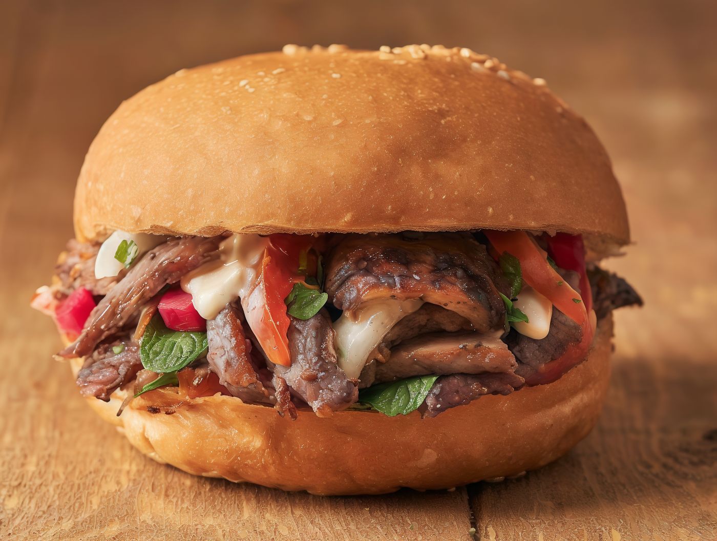 Large Bun Bread Meat Shawerma Sandwich