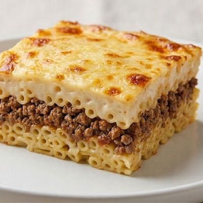 Béchamel pasta with minced meat
