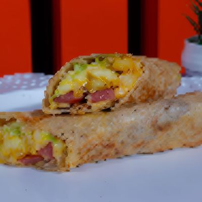 Hot dog and potato sandwich