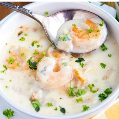 white Seafood soup