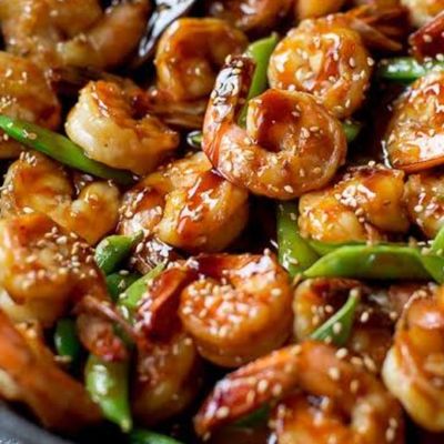 Shrimp in teriyaki sauce
