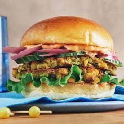 Large Falafel Patty Stuffed Hot Dog