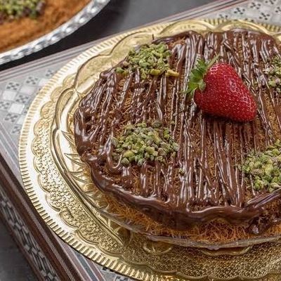 Small Konafa on charcoal With Nutella
