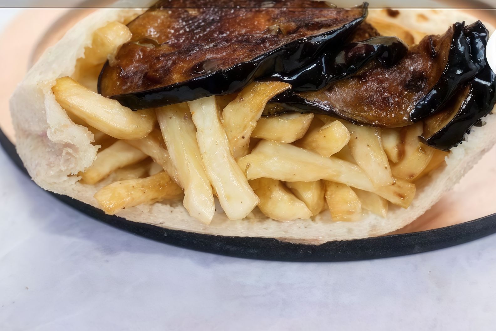 Potatoes on Eggplant sandwich