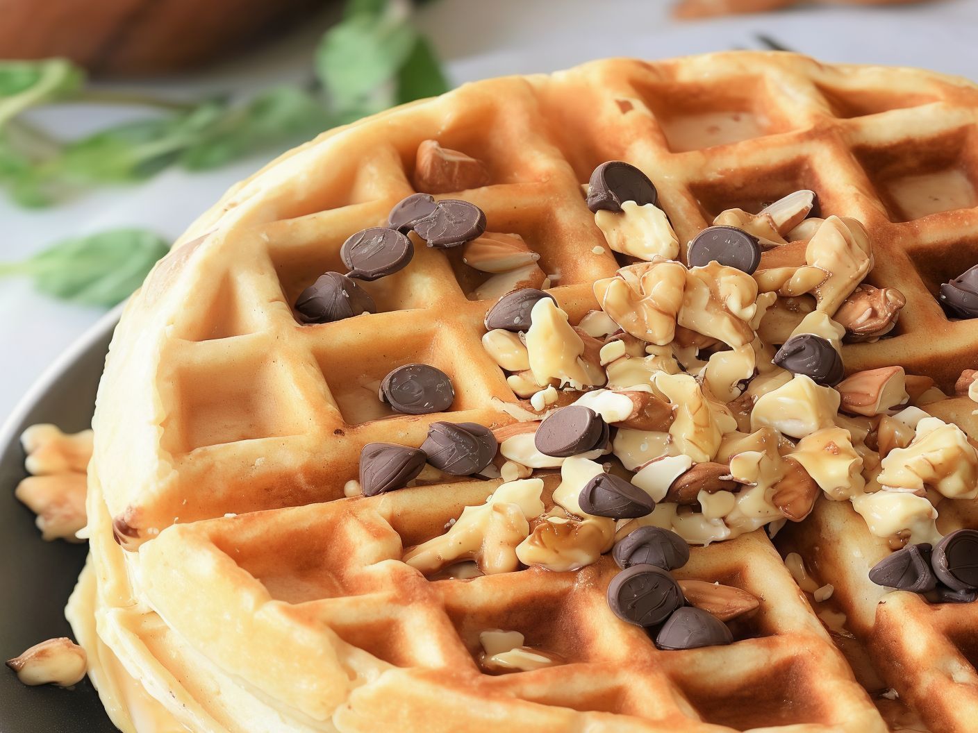 Chocolate With Nuts Waffle
