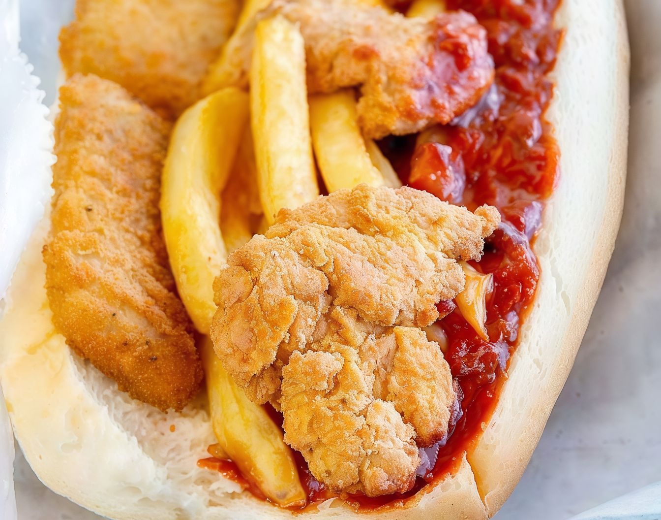 Chicken And French Fries Sandwich