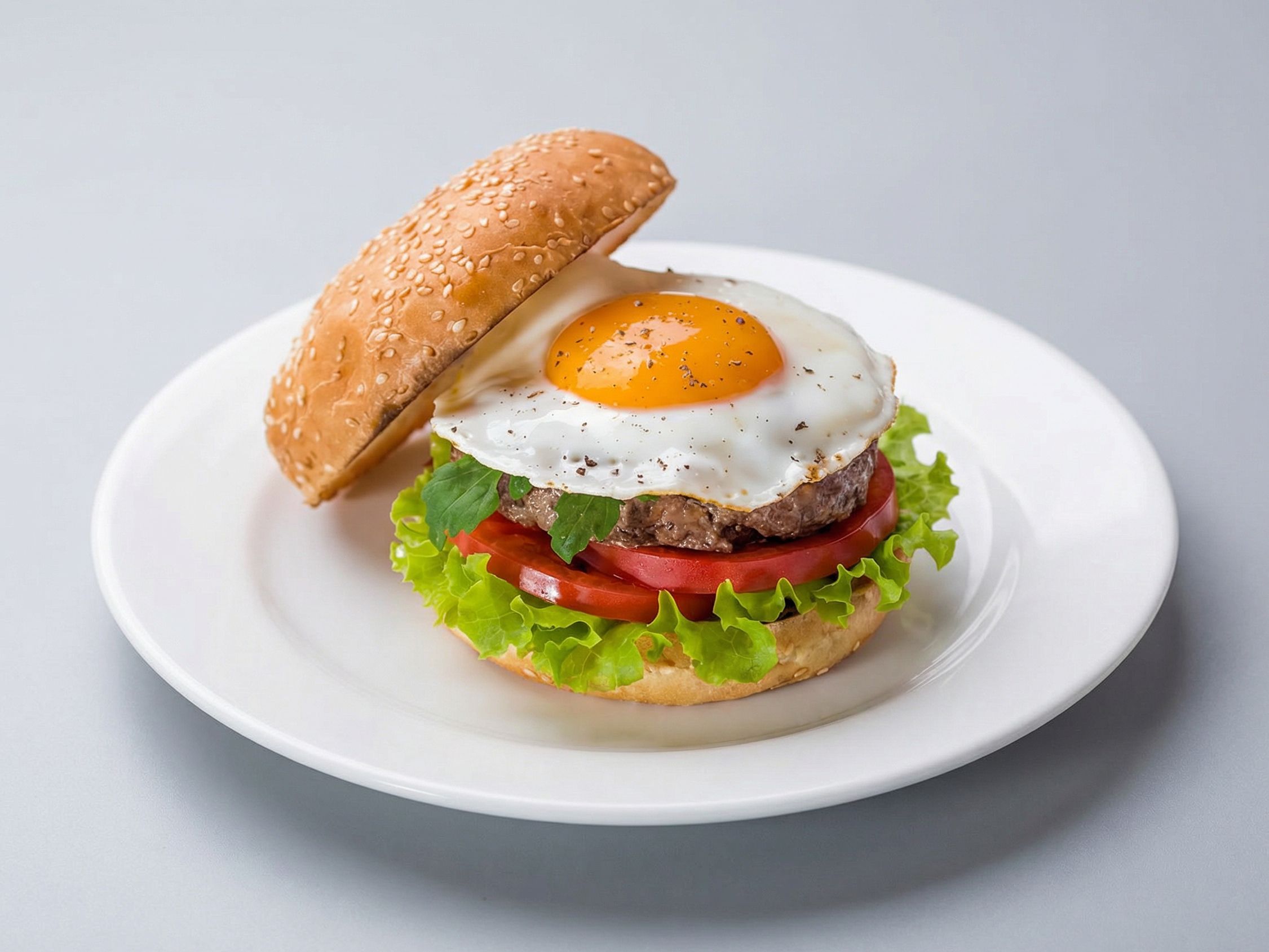 Mix Burger With Eggs And Cheese Sandwich