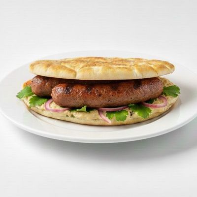 Grilled (baked) sausage sandwich