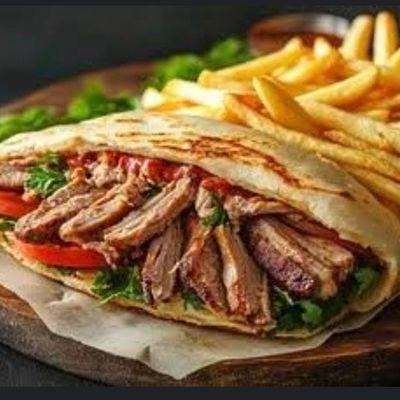 Grilled Beef Shawarma with French Fries