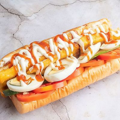Jumbo fried cheese sandwich